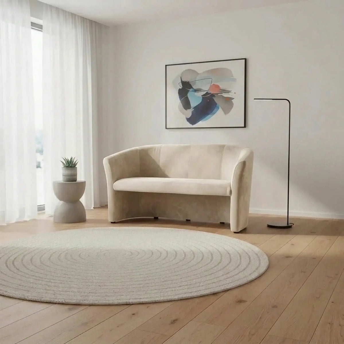 Canapea TM-3, stofa catifelata bej - Bluvel 28, 160x60x76 cm