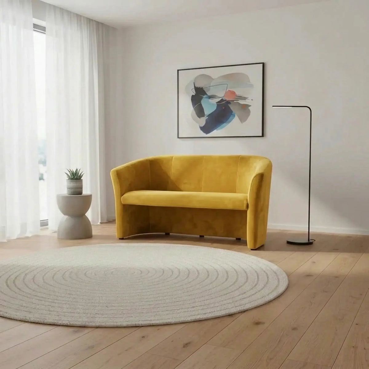 Canapea TM-3, stofa catifelata galben - Bluvel 68, 160x60x76 cm