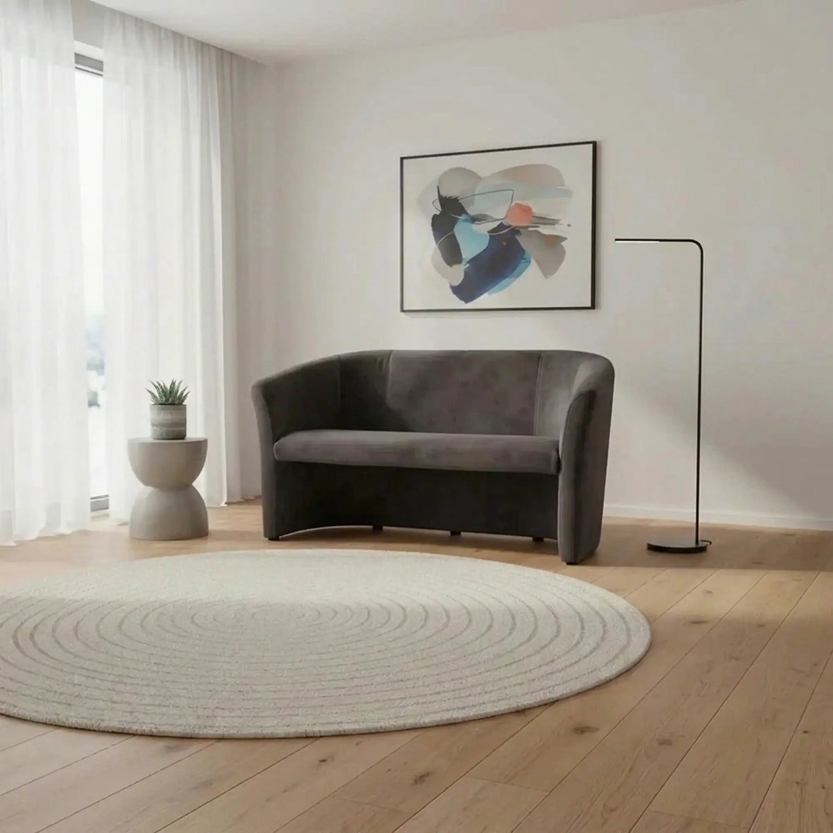 Canapea TM-3, stofa catifelata gri - Bluvel 14, 160x60x76 cm