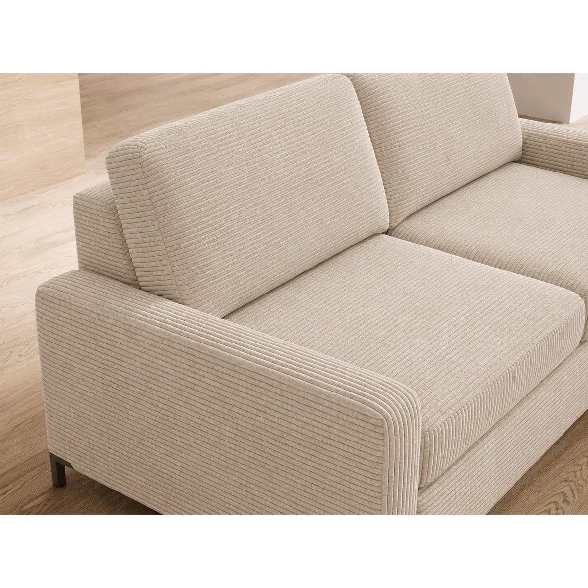 Canapea Tino extensibila 140, stofa catifelata bej - Palladium 02, 187x97x84 cm