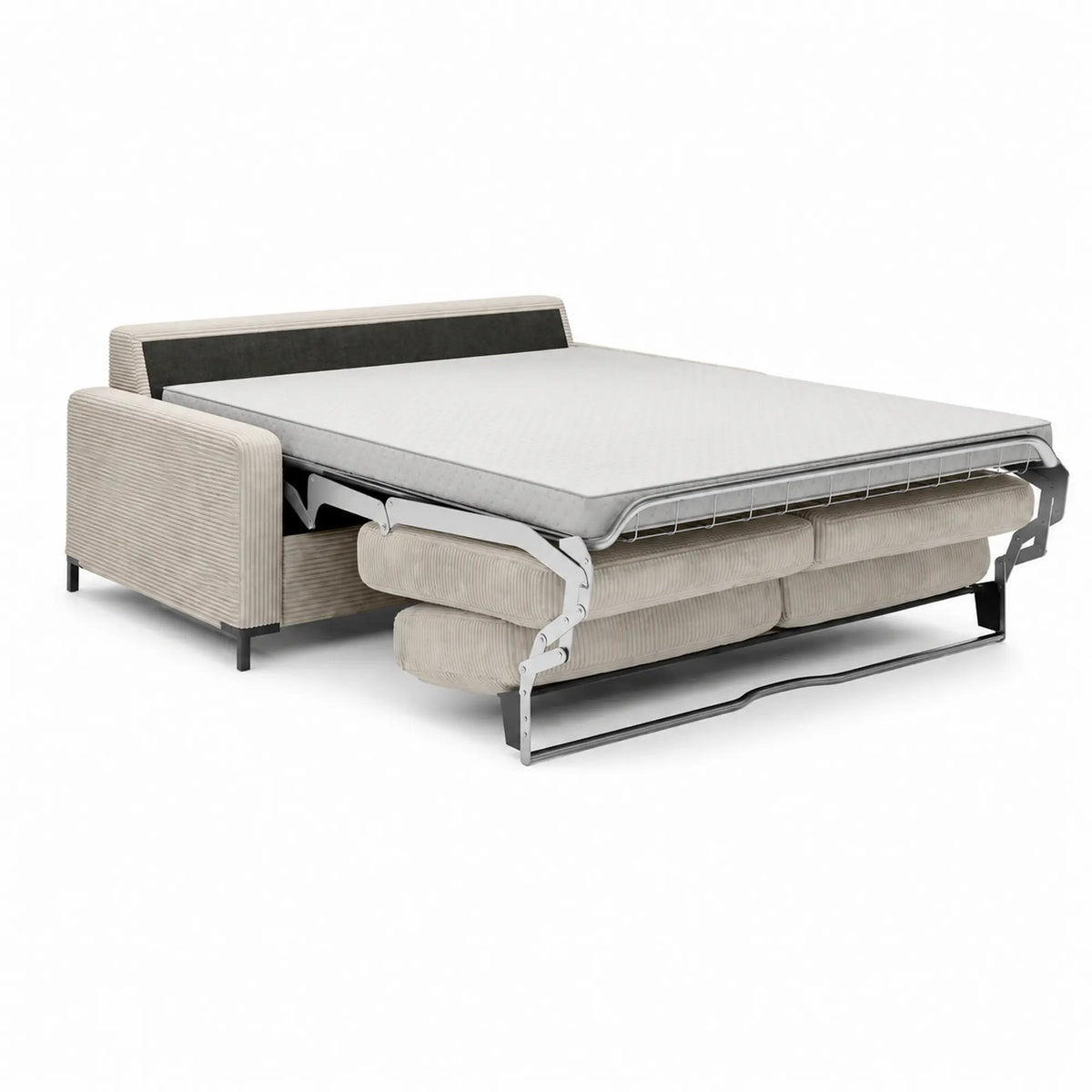 Canapea Tino extensibila 140, stofa catifelata bej - Palladium 02, 187x97x84 cm