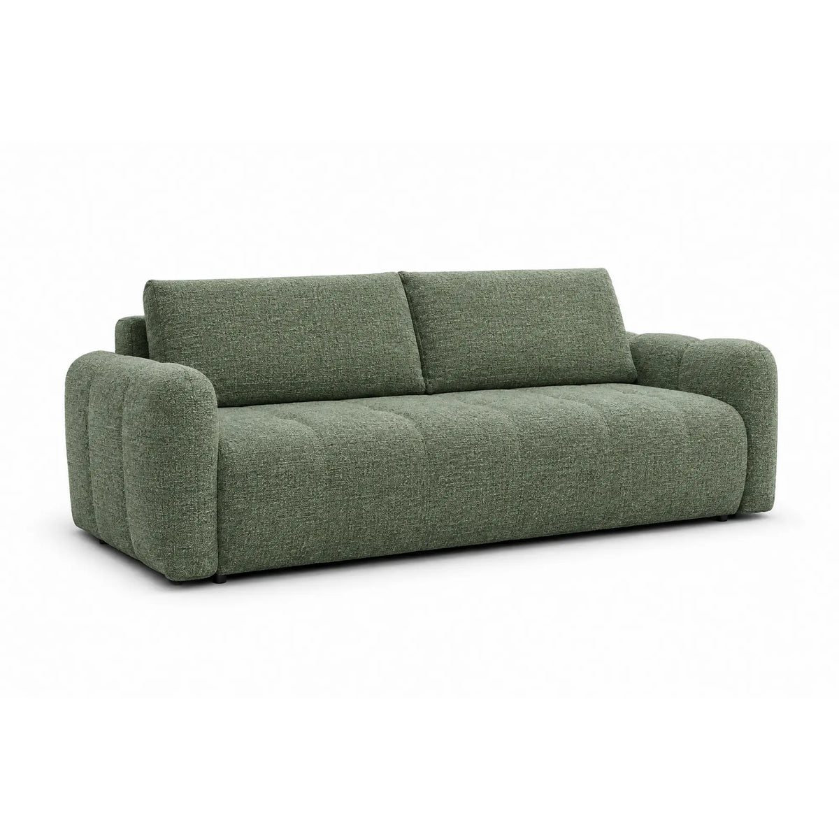 Canapea clasica extensibila BESALU, stofa verde - Cremona 39, cu lada depozitare, 239x103x90 cm