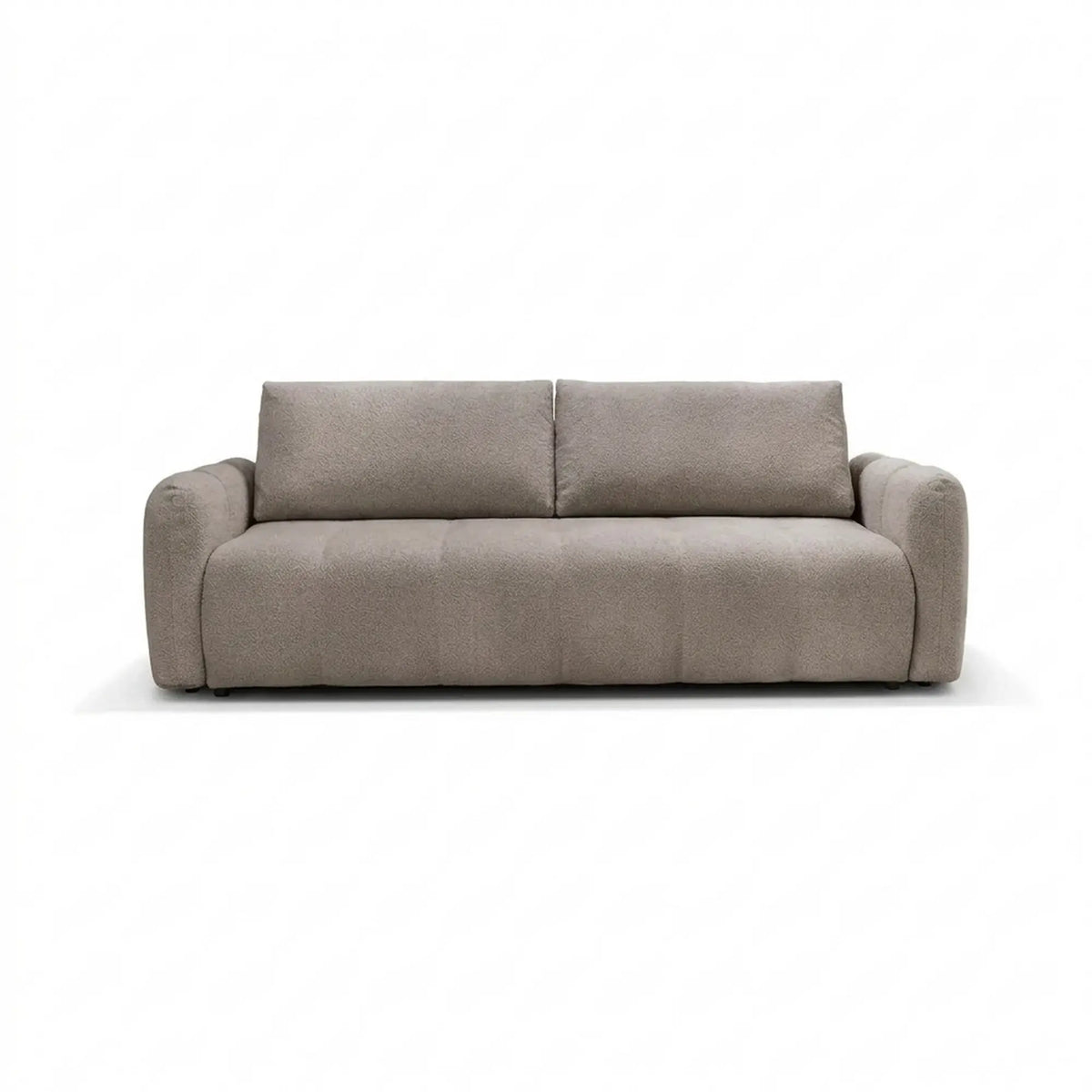 Canapea clasica extensibila BESALU, stofa maro deschis - Cremona 24, cu lada depozitare, 239x103x90 cm