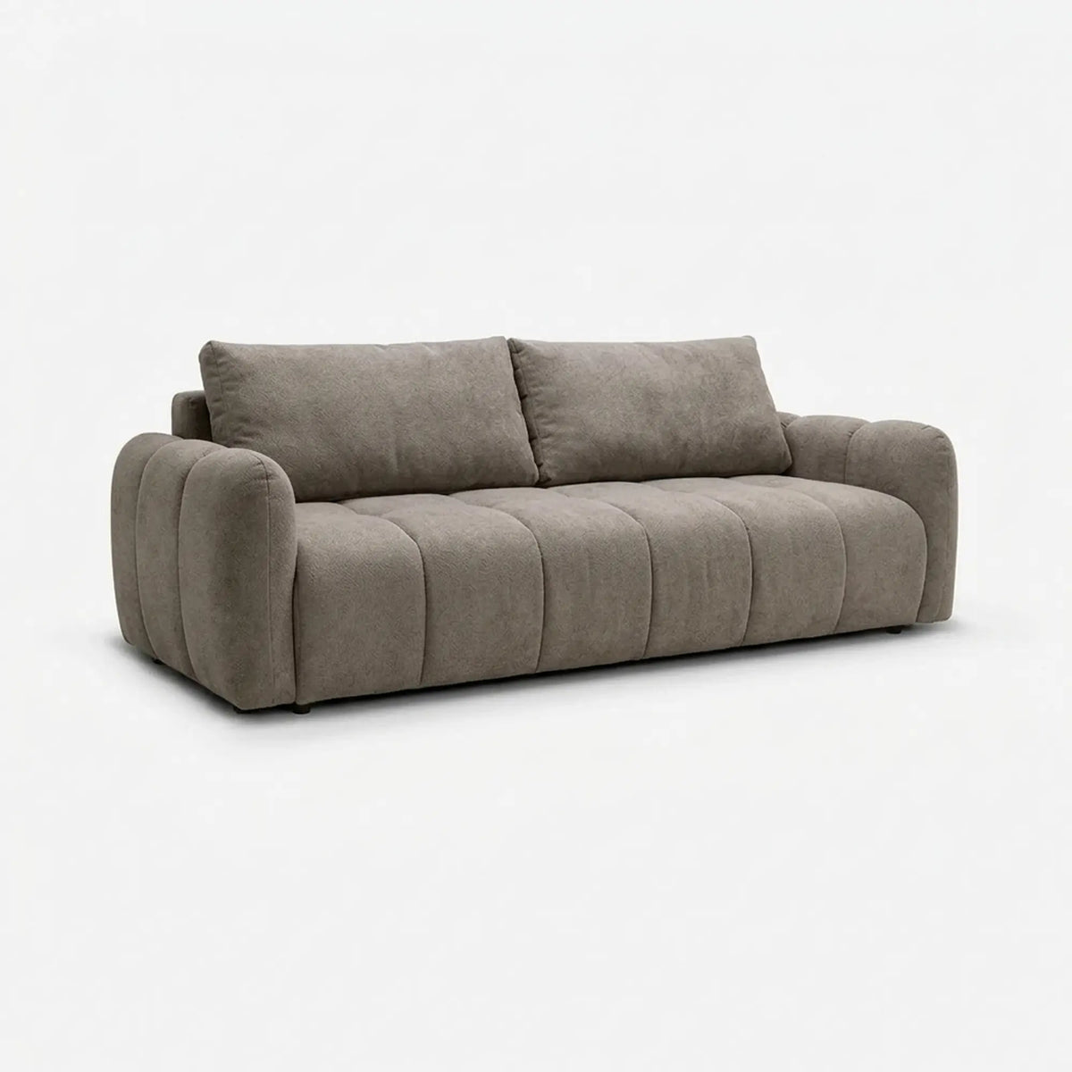 Canapea clasica extensibila BESALU, stofa maro deschis - Cremona 24, cu lada depozitare, 239x103x90 cm