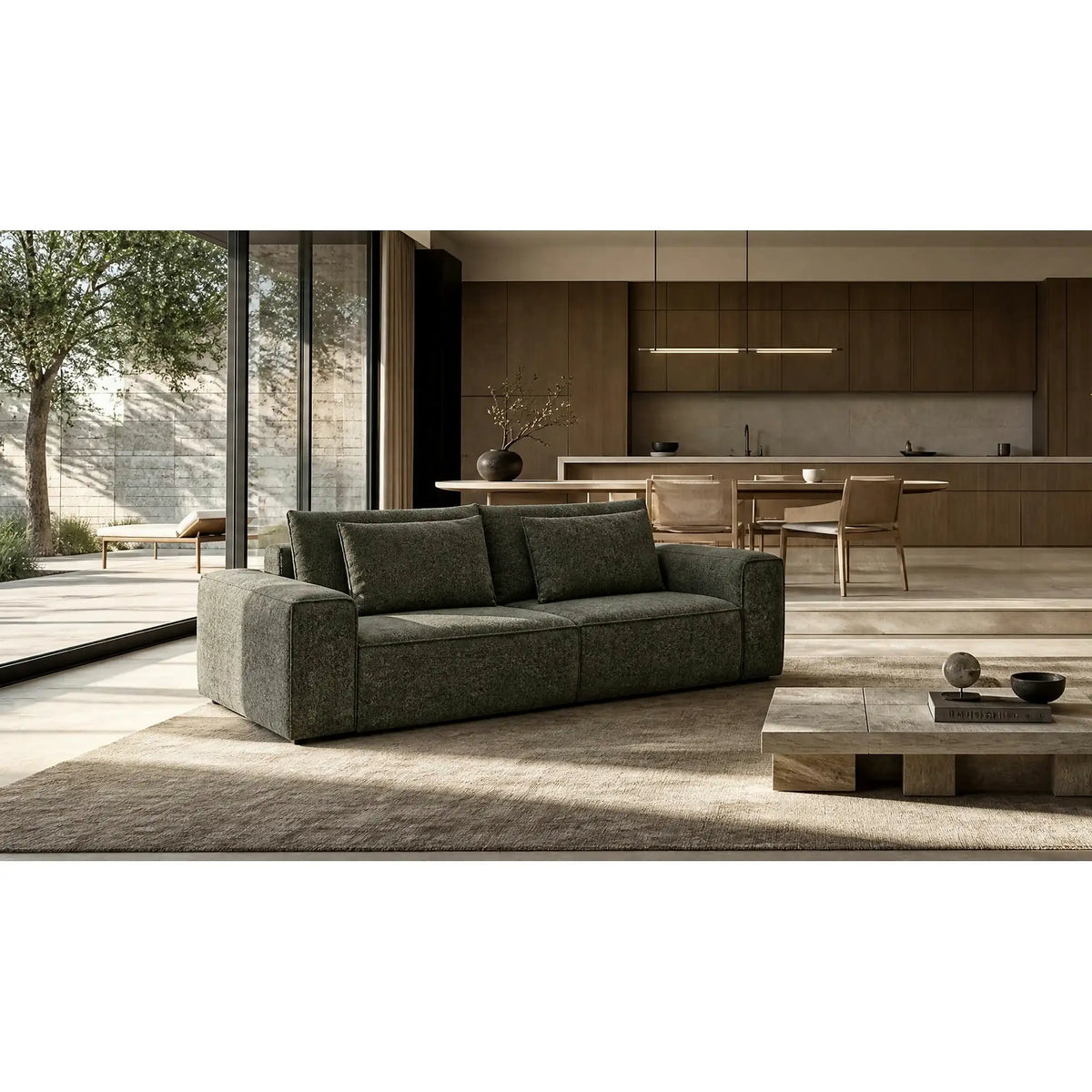 Canapea confortabila de dormit ARLO, stofa clasica turcoaz - Vinci 87, cu lada depozitare, 260x126x90 cm
