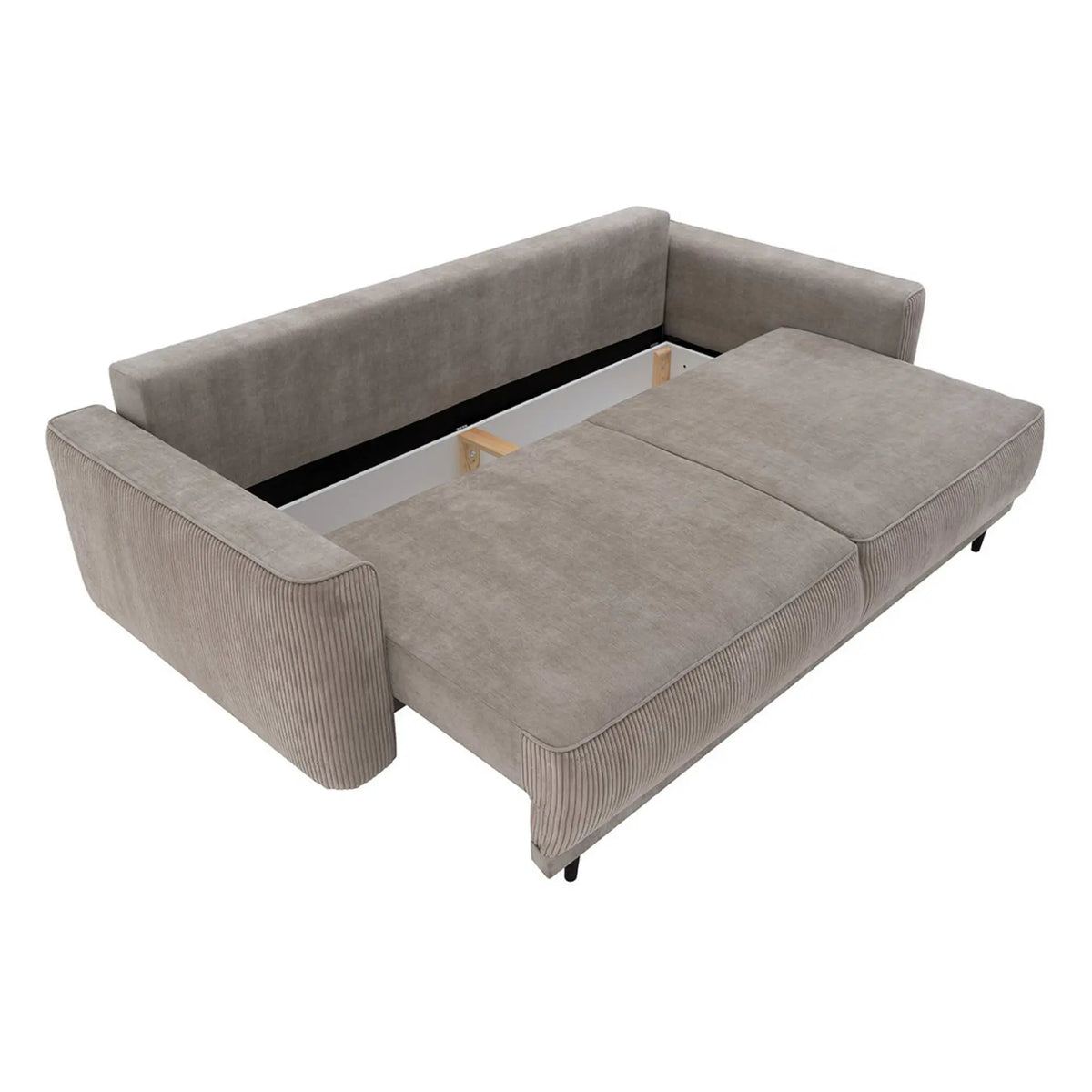 Canapea extensibilă LARISA 2, stofă chenille bej închis, cu ladă depozitare, 233x108x103 cm