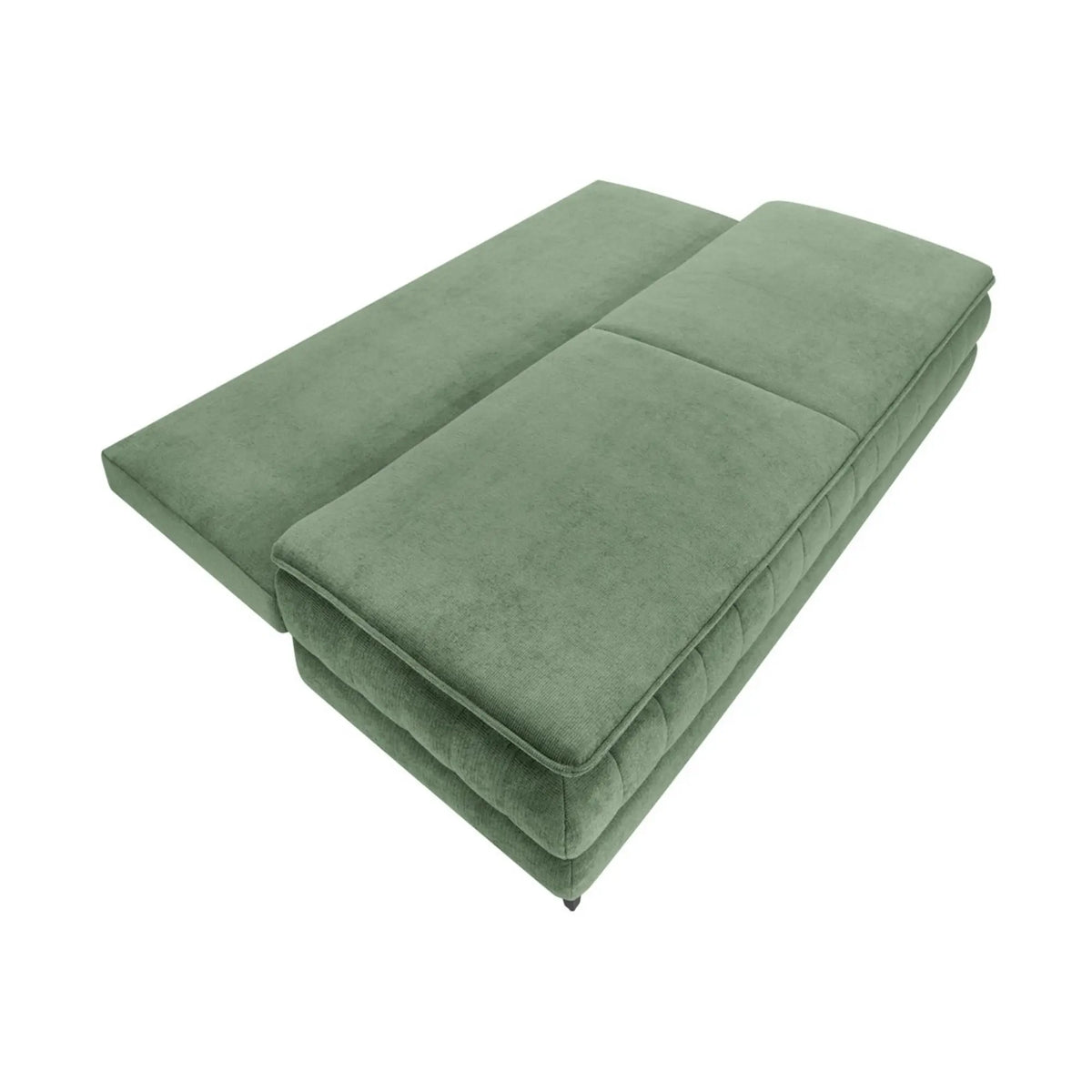 Canapea extensibilă LUMBRO, stofă verde, cu ladă depozitare, 196x91x100 cm