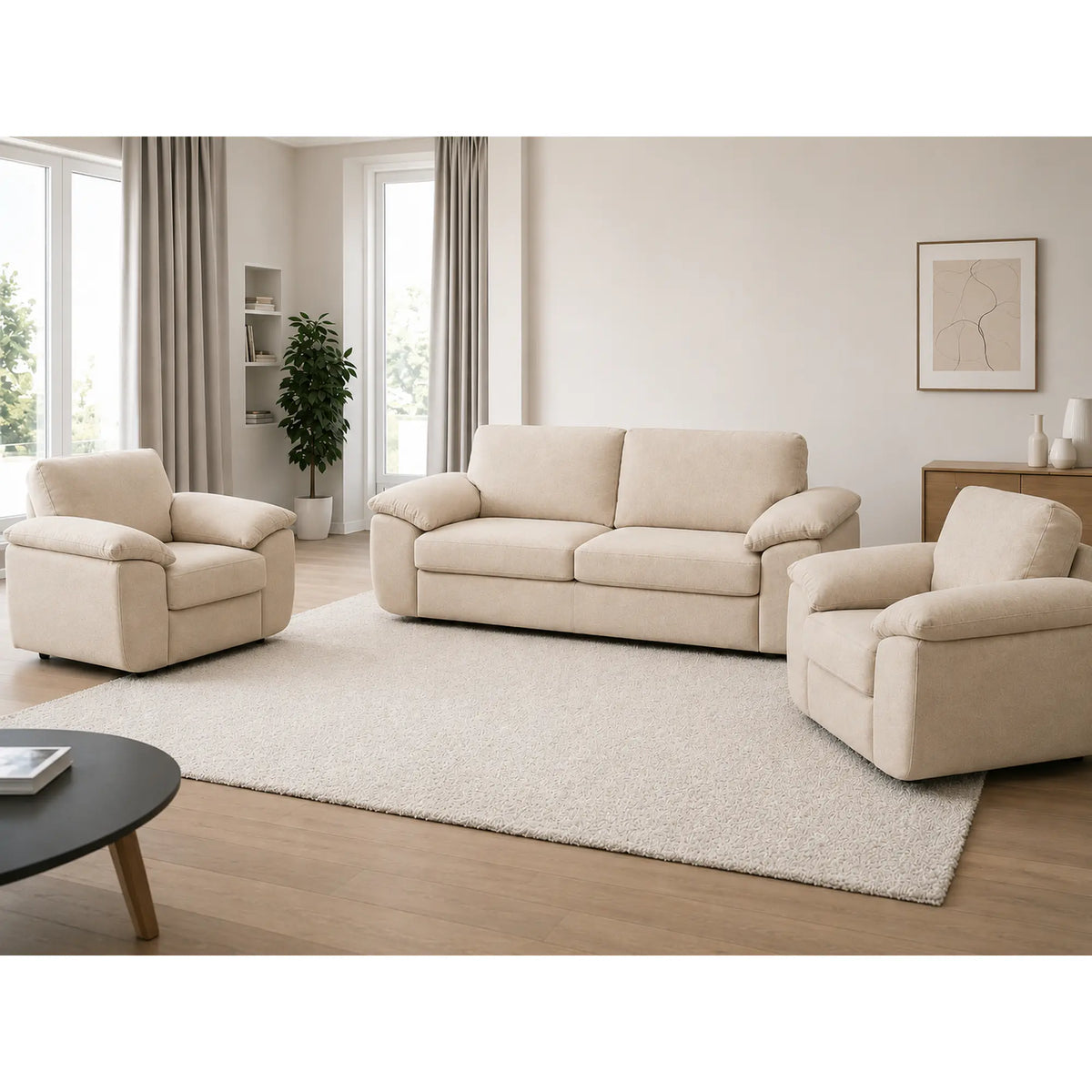 Canapea extensibila 220 EVA, stofa crem - Miracle C273, 220x100x91 cm
