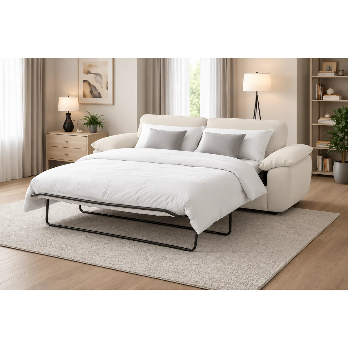 Canapea extensibila 220 EVA, stofa crem - Miracle C273, 220x100x91 cm