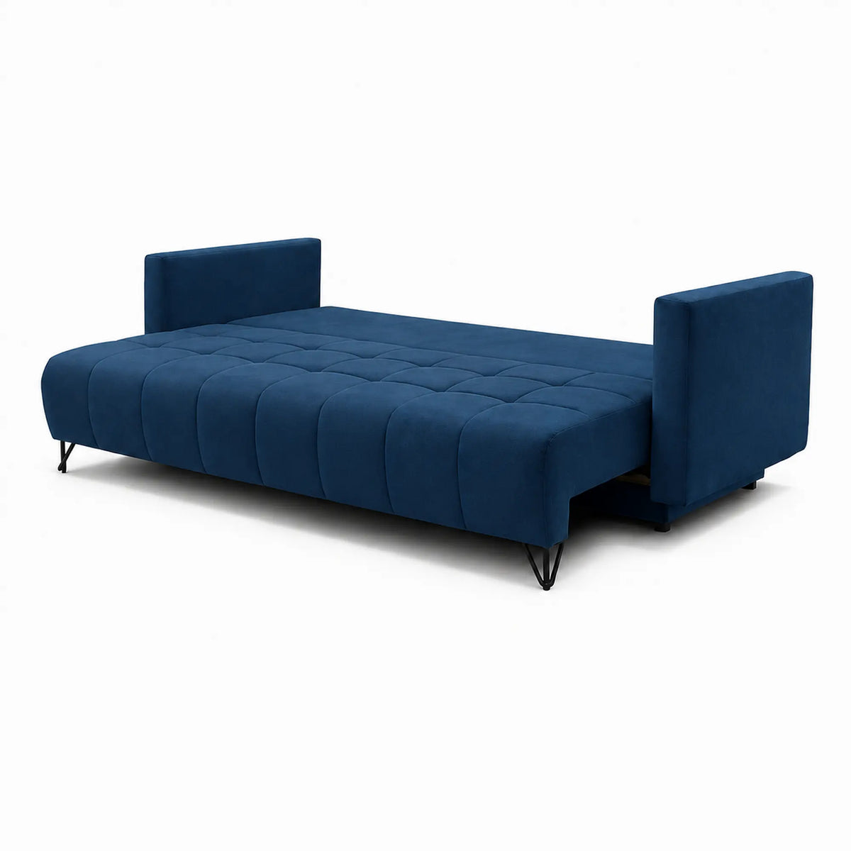 Canapea extensibila ALDO 3L, stofa catifelata albastru - Monolith 77, cu lada depozitare, 227x102x87 cm