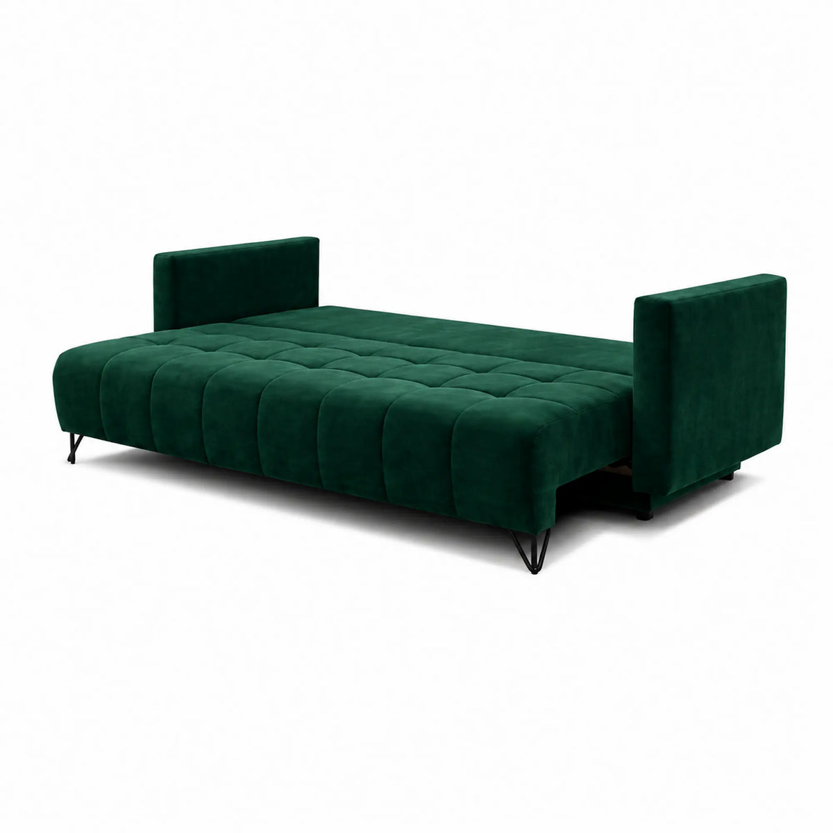 Canapea extensibila ALDO 3L, stofa catifelata verde - Monolith 37, cu lada depozitare, 227x102x87 cm