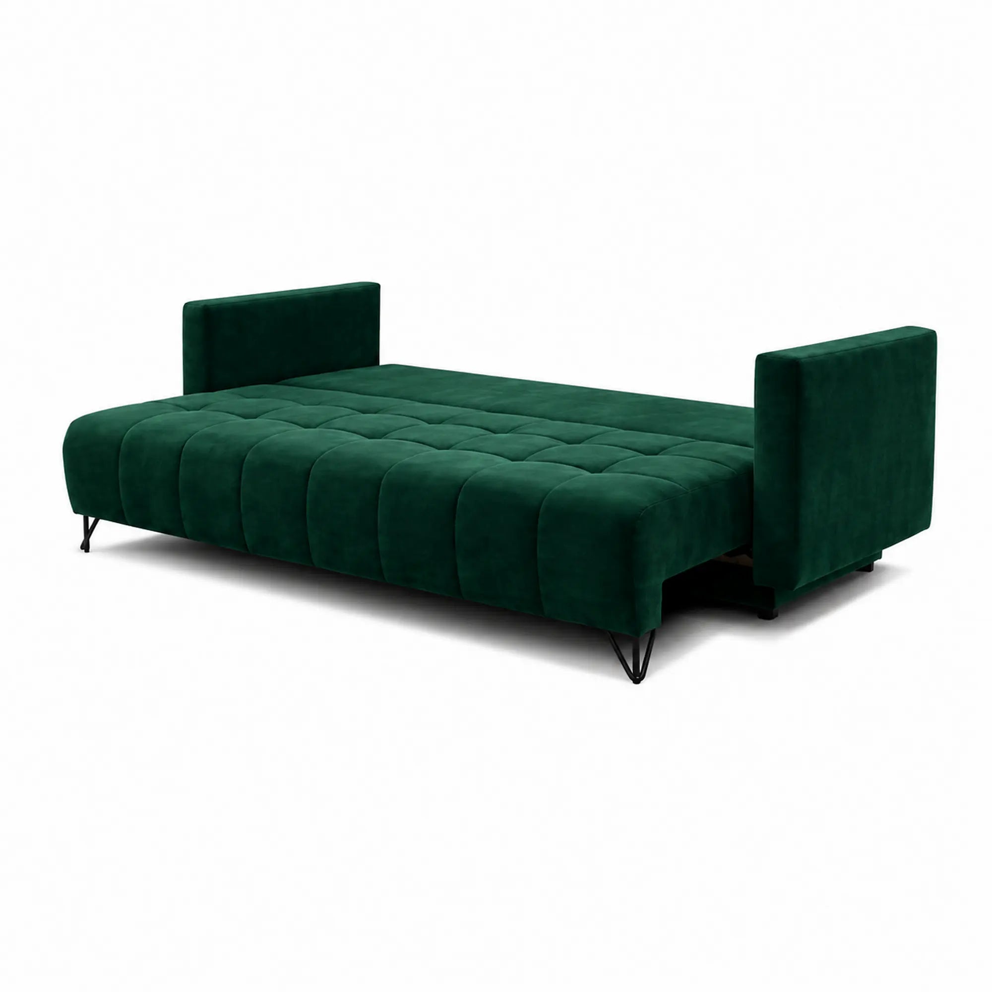 Canapea extensibila ALDO 3L, stofa catifelata verde - Monolith 37, cu lada depozitare, 227x102x87 cm