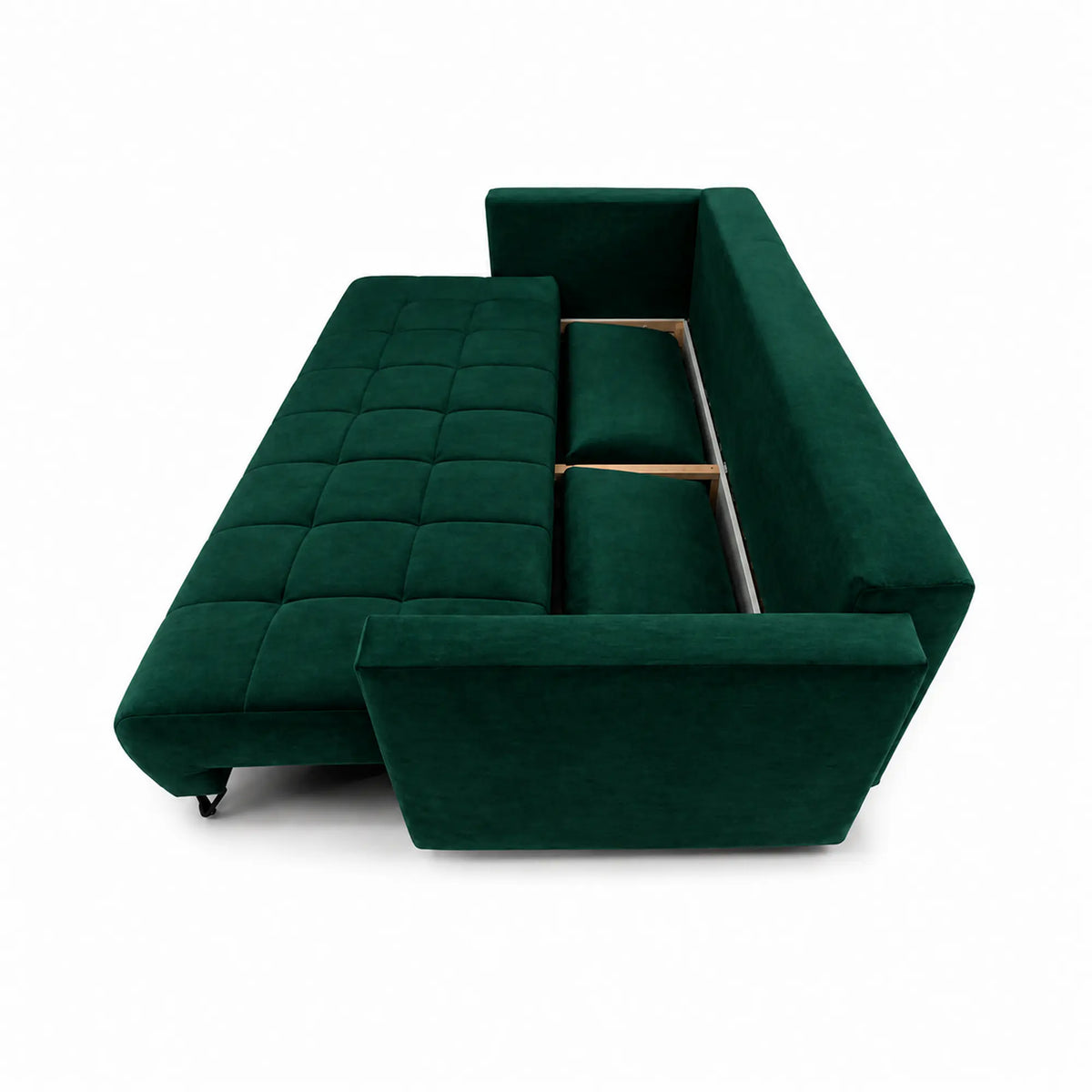 Canapea extensibila ALDO 3L, stofa catifelata verde - Monolith 37, cu lada depozitare, 227x102x87 cm