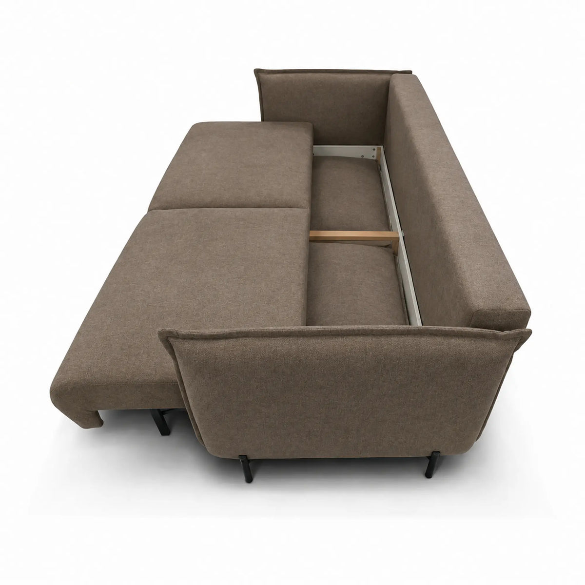 Canapea extensibila Amalfi, stofa catifelata maro - Monolith 15, cu lada depozitare, 226x105x90 cm