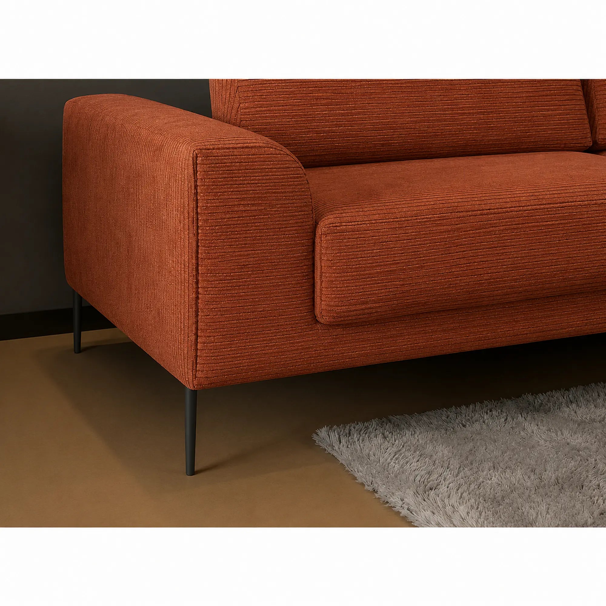 Canapea extensibila CAPITOL, stofa catifelata caramiziu - Salvador 07, cu lada depozitare, 250x105x89 cm