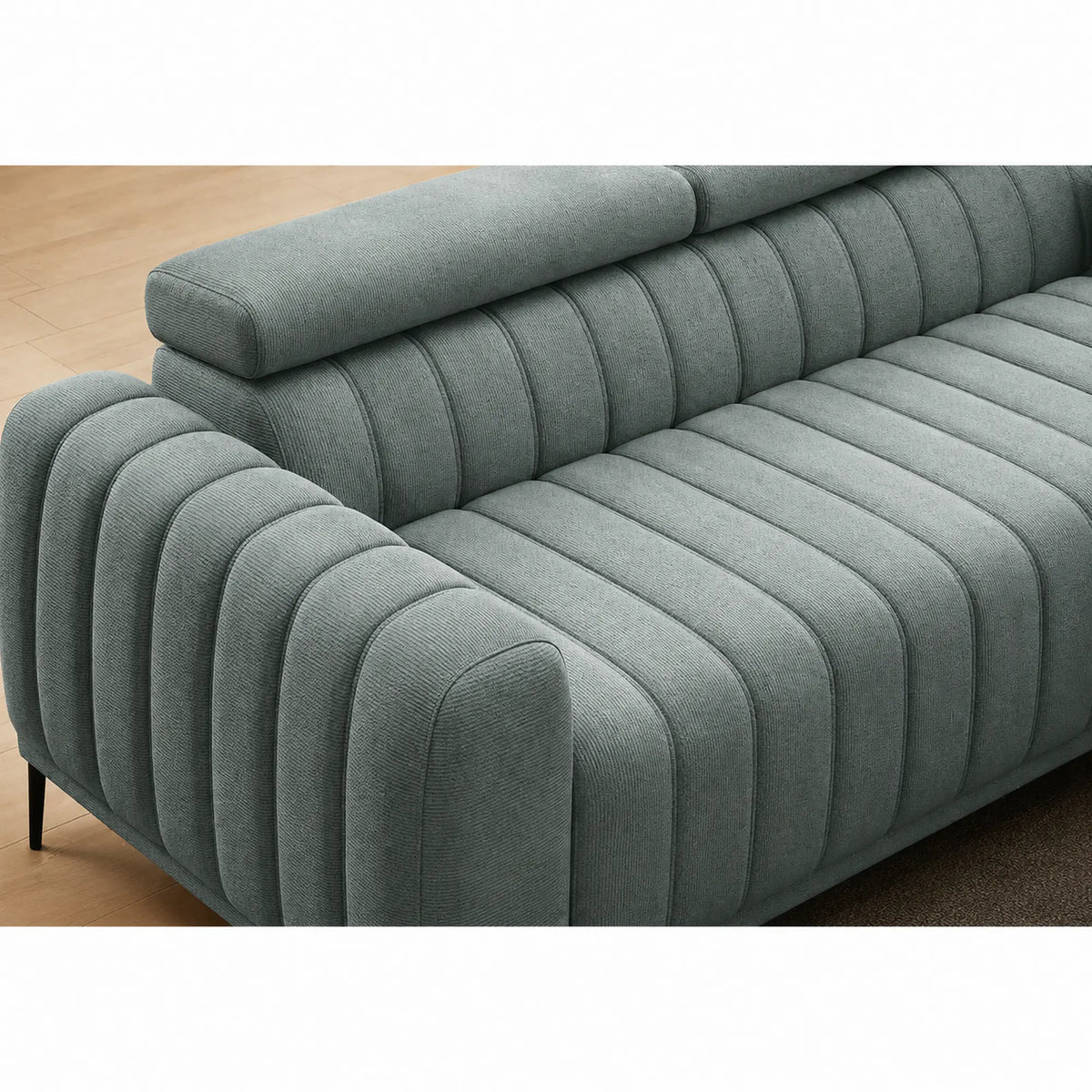 Canapea extensibila GANDI 140, stofa catifelata verde menta - Salvador 12, cu tetiere reglabile, 207x102x95 cm