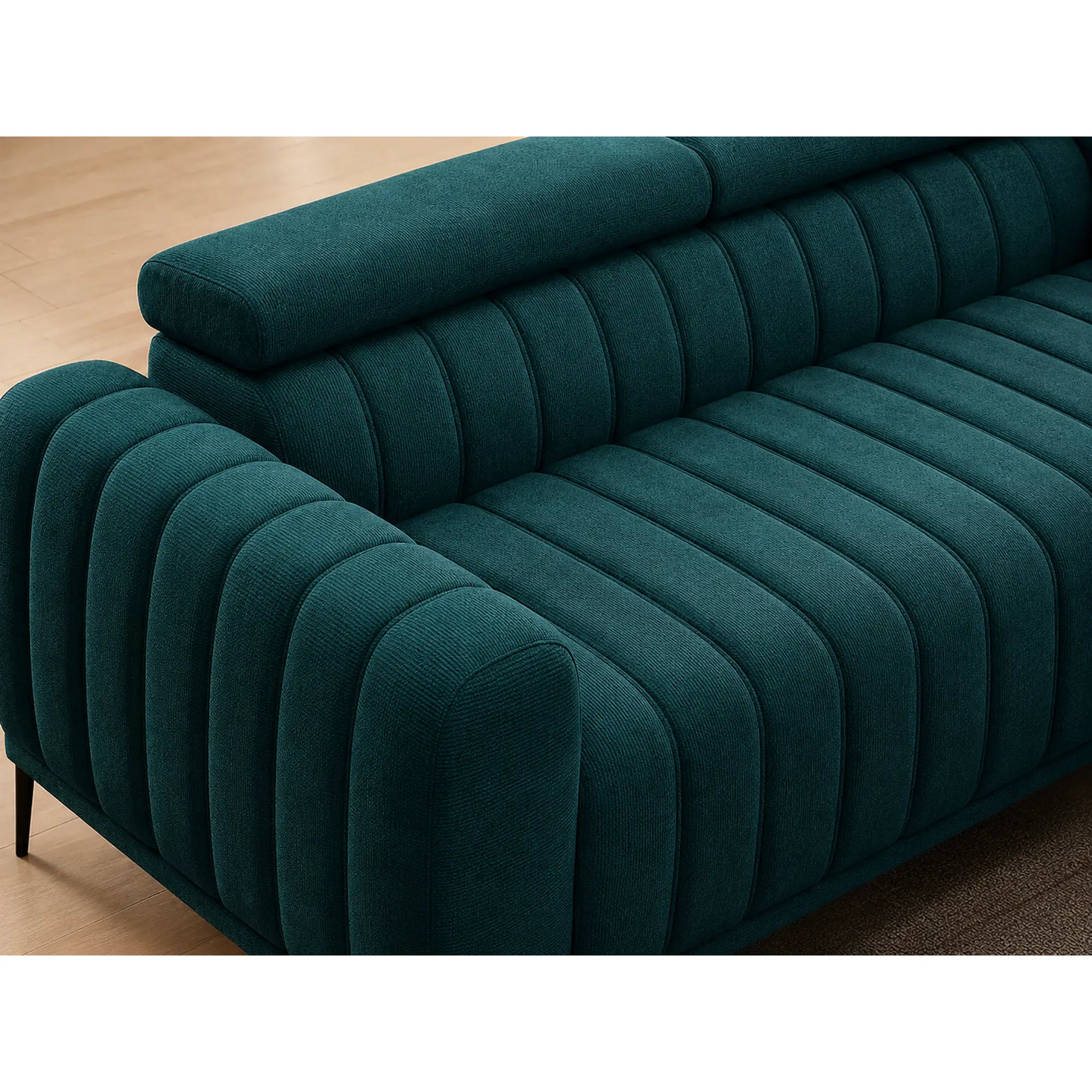 Canapea extensibila GANDI 160, stofa clasica turcoaz - Austin 14, cu tetiere reglabila, 227x102x95 cm