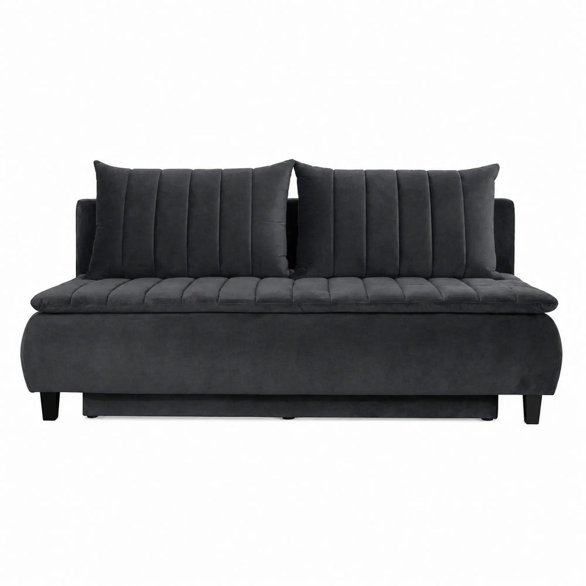 Canapea extensibila HARRY, stofa catifelata gri grafit - Element 22, lada depozitare, 208x102x96 cm