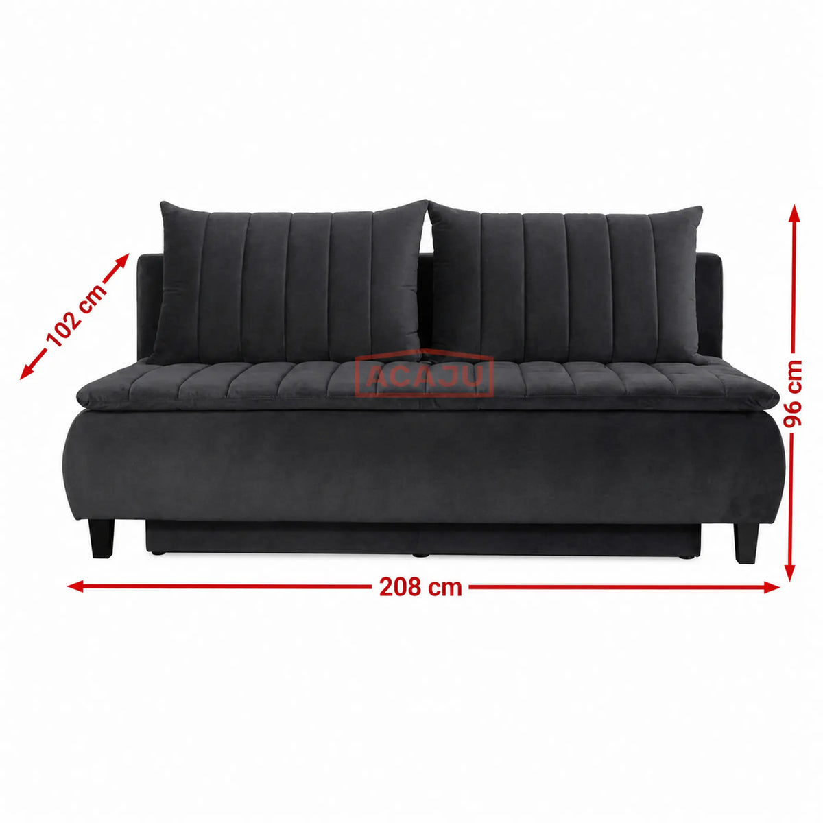 Canapea extensibila HARRY, stofa catifelata gri grafit - Element 22, lada depozitare, 208x102x96 cm