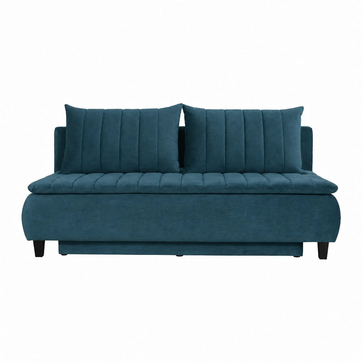 Canapea extensibila HARRY, stofa catifelata albastru azur - Element 14, lada depozitare, 208x102x96 cm