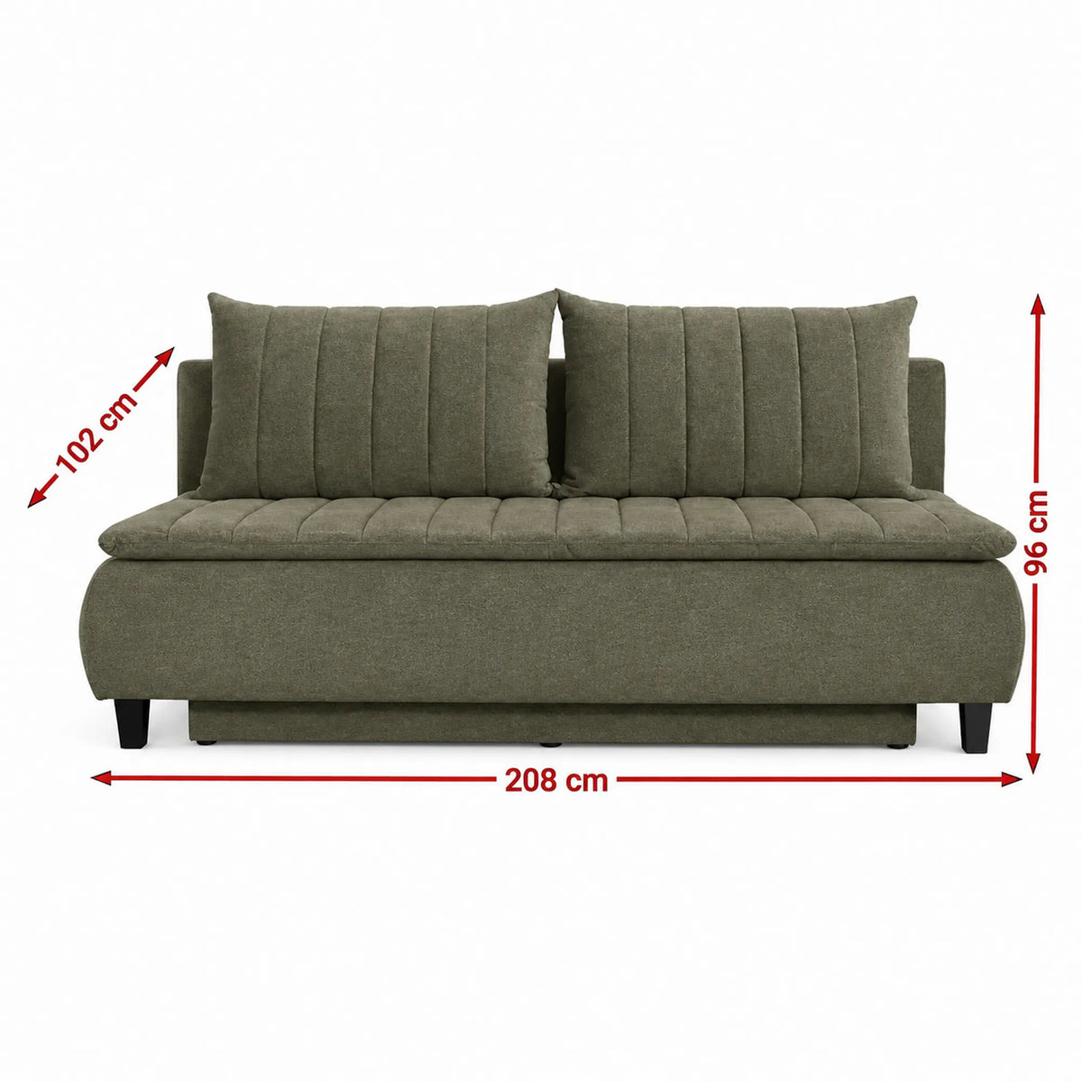Canapea extensibila HARRY, stofa catifelata verde - Element 11, lada depozitare, 208x102x96 cm