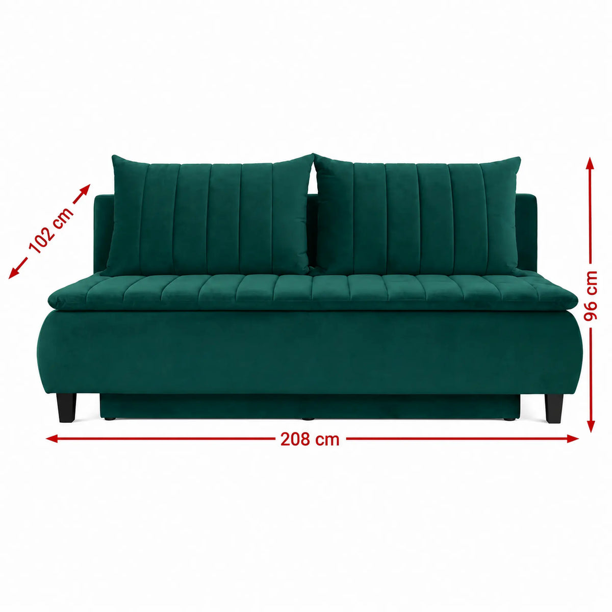 Canapea extensibila HARRY, stofa catifelata verde inchis - Element 20, lada depozitare, 208x102x96 cm