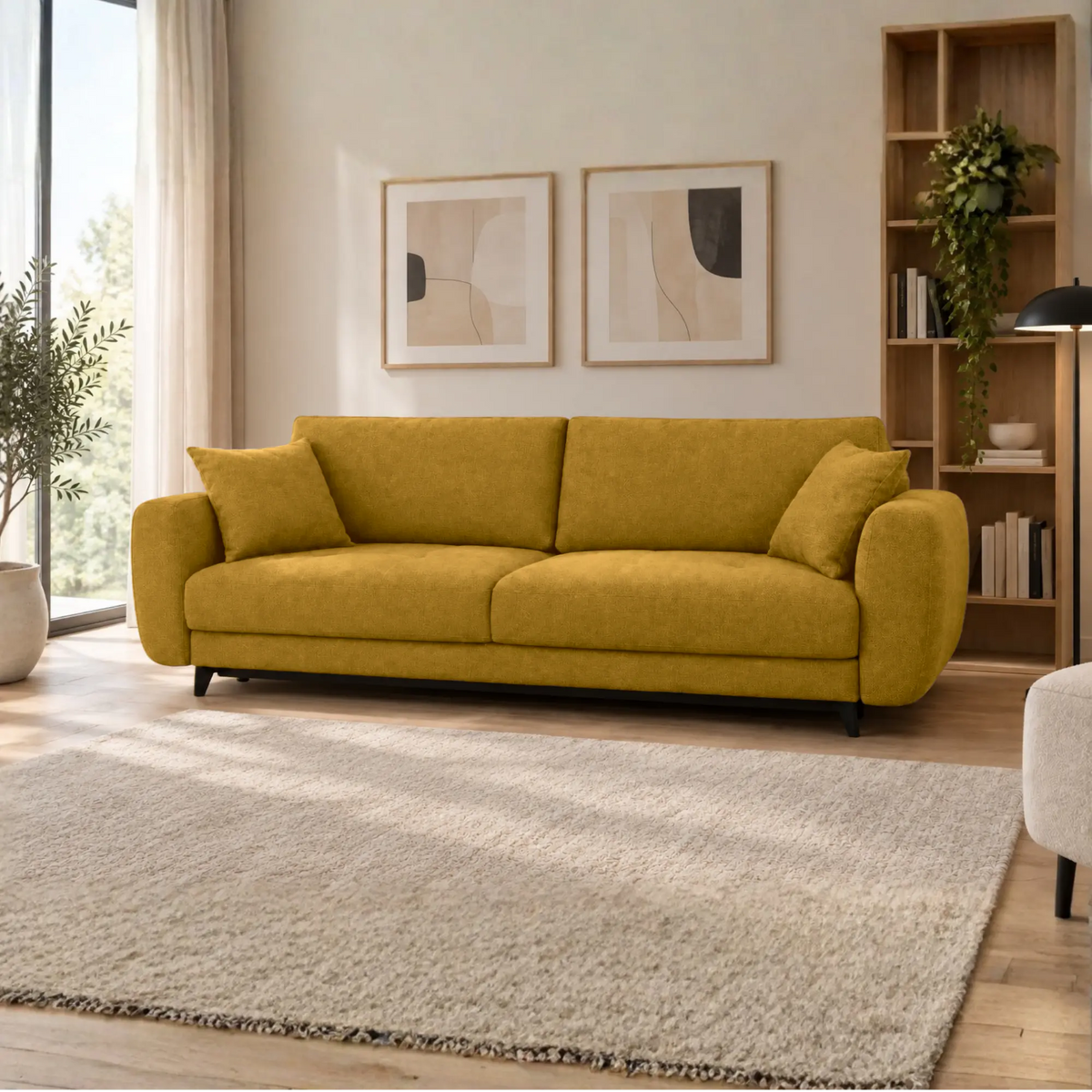 Canapea extensibila KARISA, personalizabil materiale gama Oferta Avantaj, cu lada depozitare, 241x113x91 cm