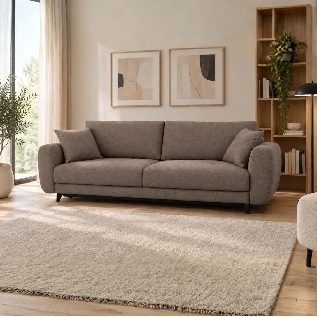 Canapea extensibila KARISA, stofa gri - Element 3, cu spatiu depozitare, 241x113x91 cm
