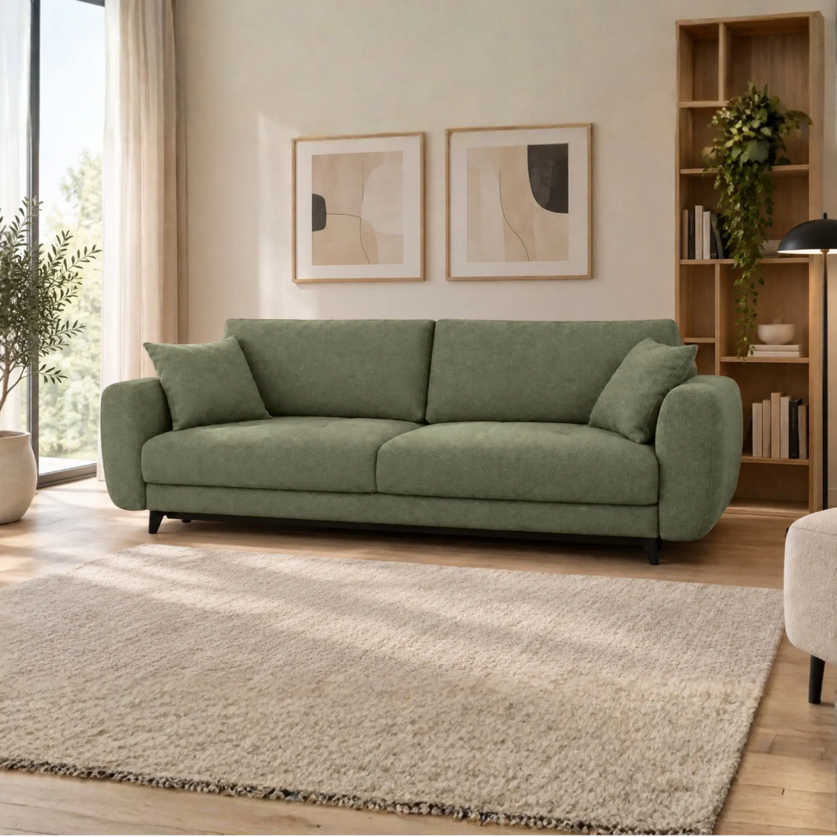 Canapea extensibila KARISA, stofa verde - Element 11, cu spatiu depozitare, 241x113x91 cm