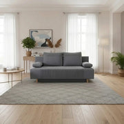 Canapea extensibila LEON, stofa catifelata gri - Poso 60, 191x89x92 cm