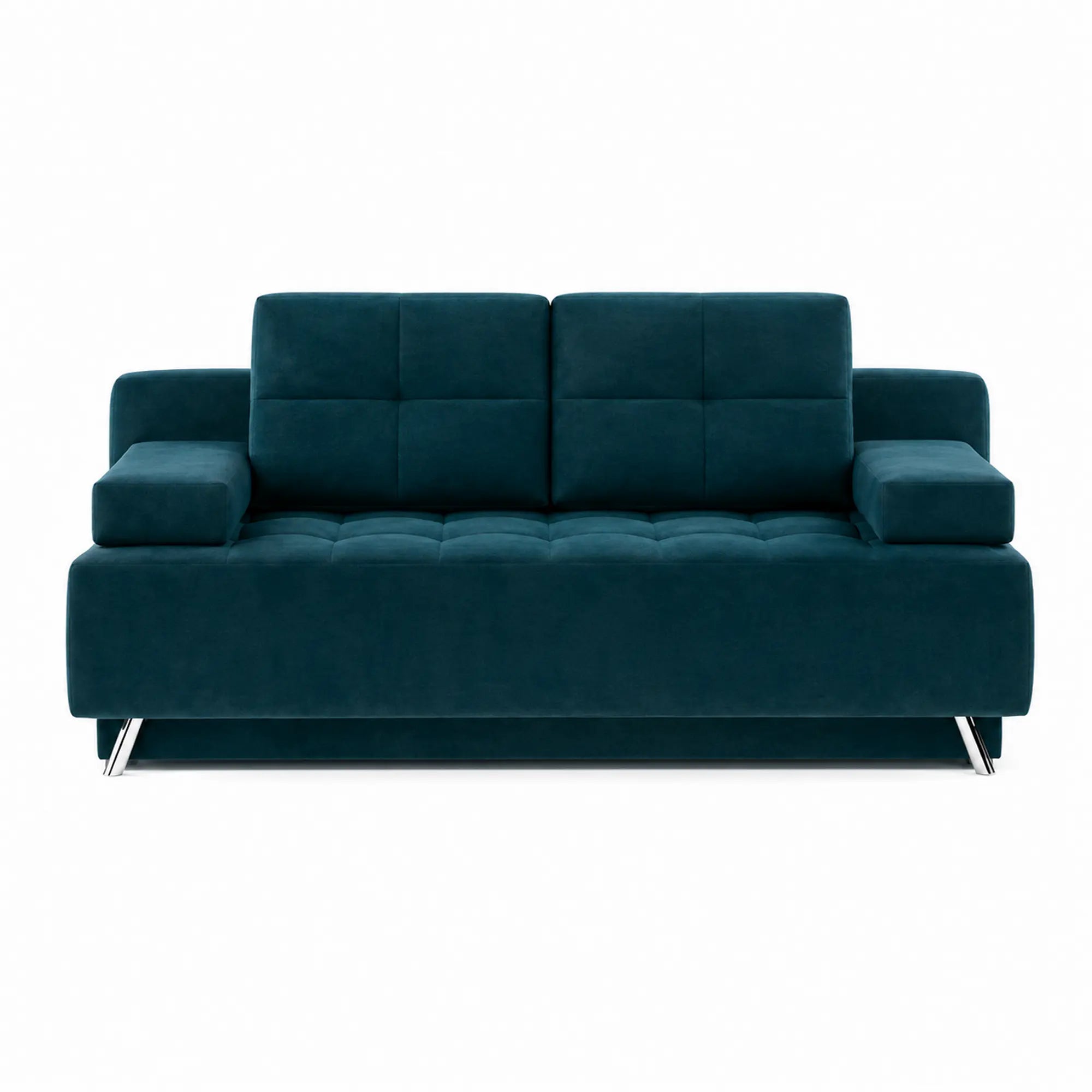 Canapea extensibila OSLO, stofa catifelata albastru - Salvador 11, cu lada depozitare, 197x94x90 cm
