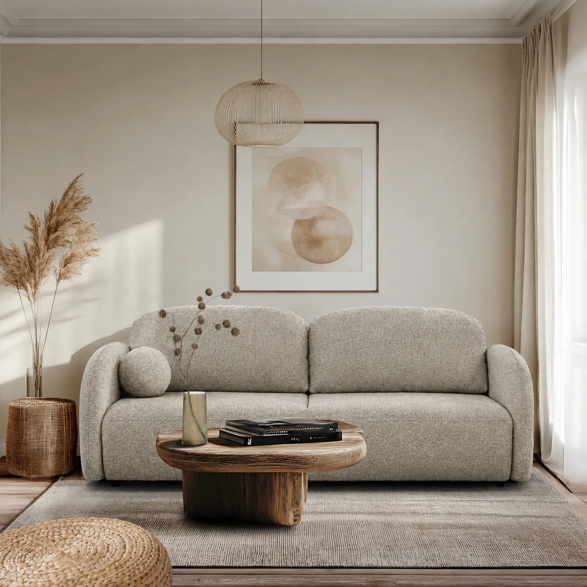 Canapea extensibila ROMA, stofa bej - Vinci 26, cu lada depozitare, 230x105x90 cm