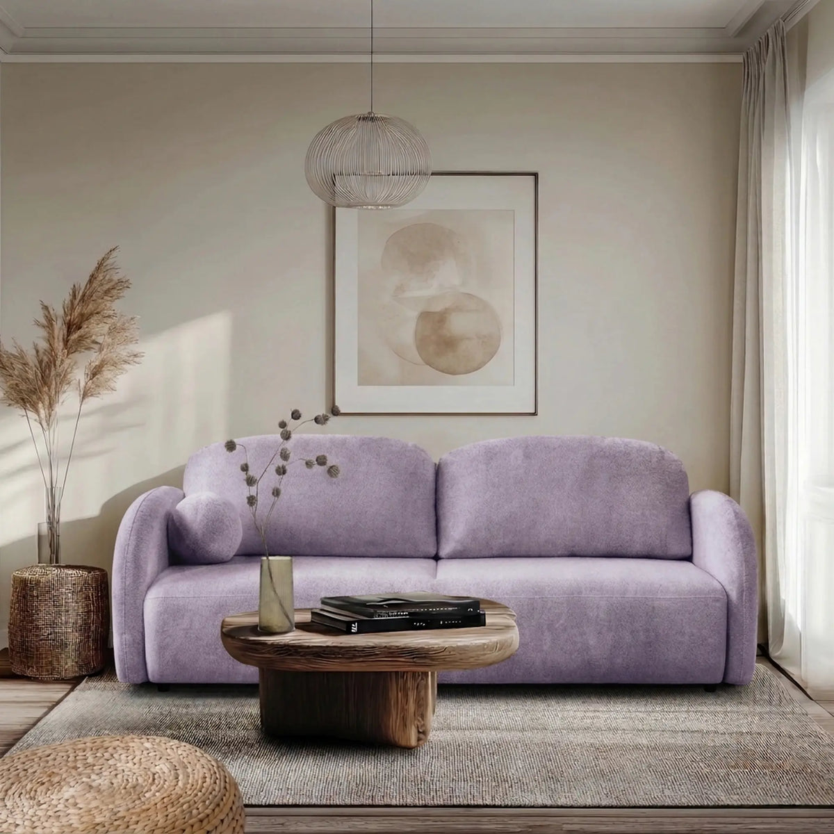 Canapea extensibila ROMA, stofa catifelata mov lila - Monolith 62, cu lada depozitare, 230x105x90 cm
