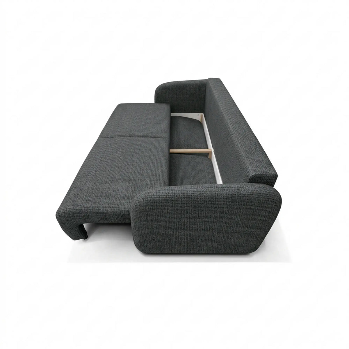 Canapea extensibila SANTIAGO, stofa gri inchis - Cremona 95, cu lada depozitare, 237x107x90 cm
