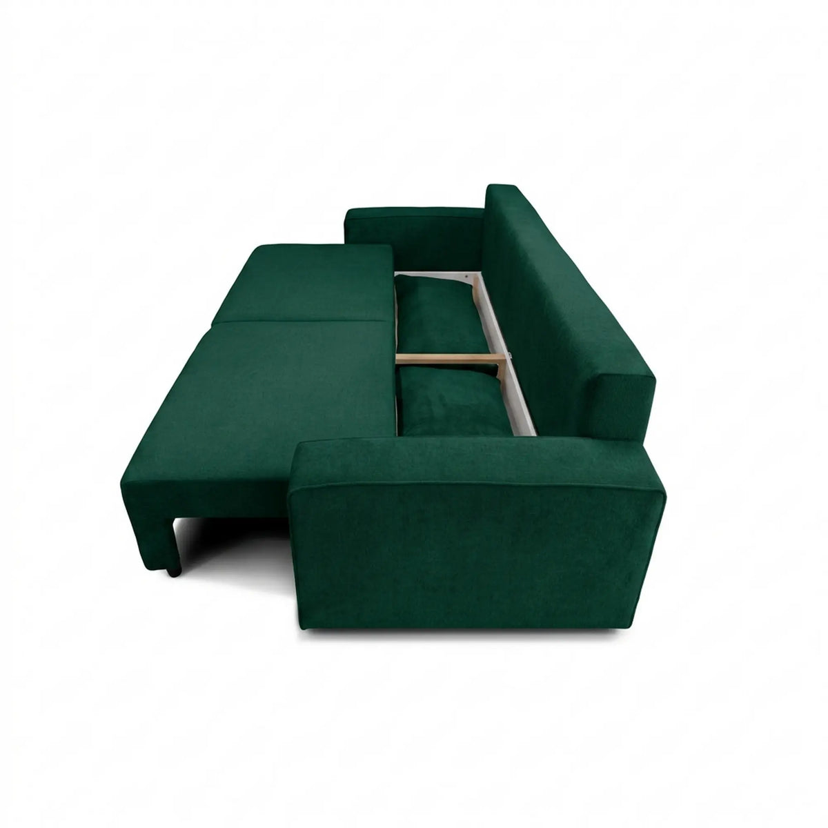 Canapea extensibila SPARK, stofa catifelata verde inchis - Monolith 37, cu lada depozitare, 246x100x90 cm