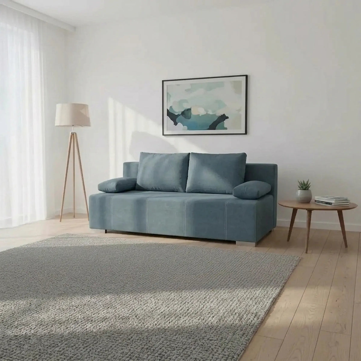 Canapea extensibila STREET IV, stofa catifelata albastru - Wind 76, 197x98x95 cm