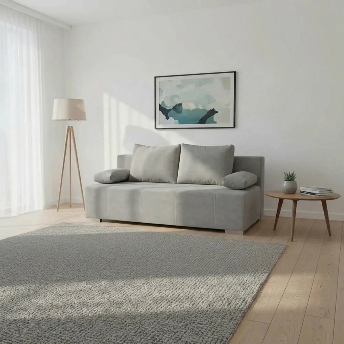Canapea extensibila STREET IV, stofa catifelata gri - Enjoy new 21, 197x98x95 cm