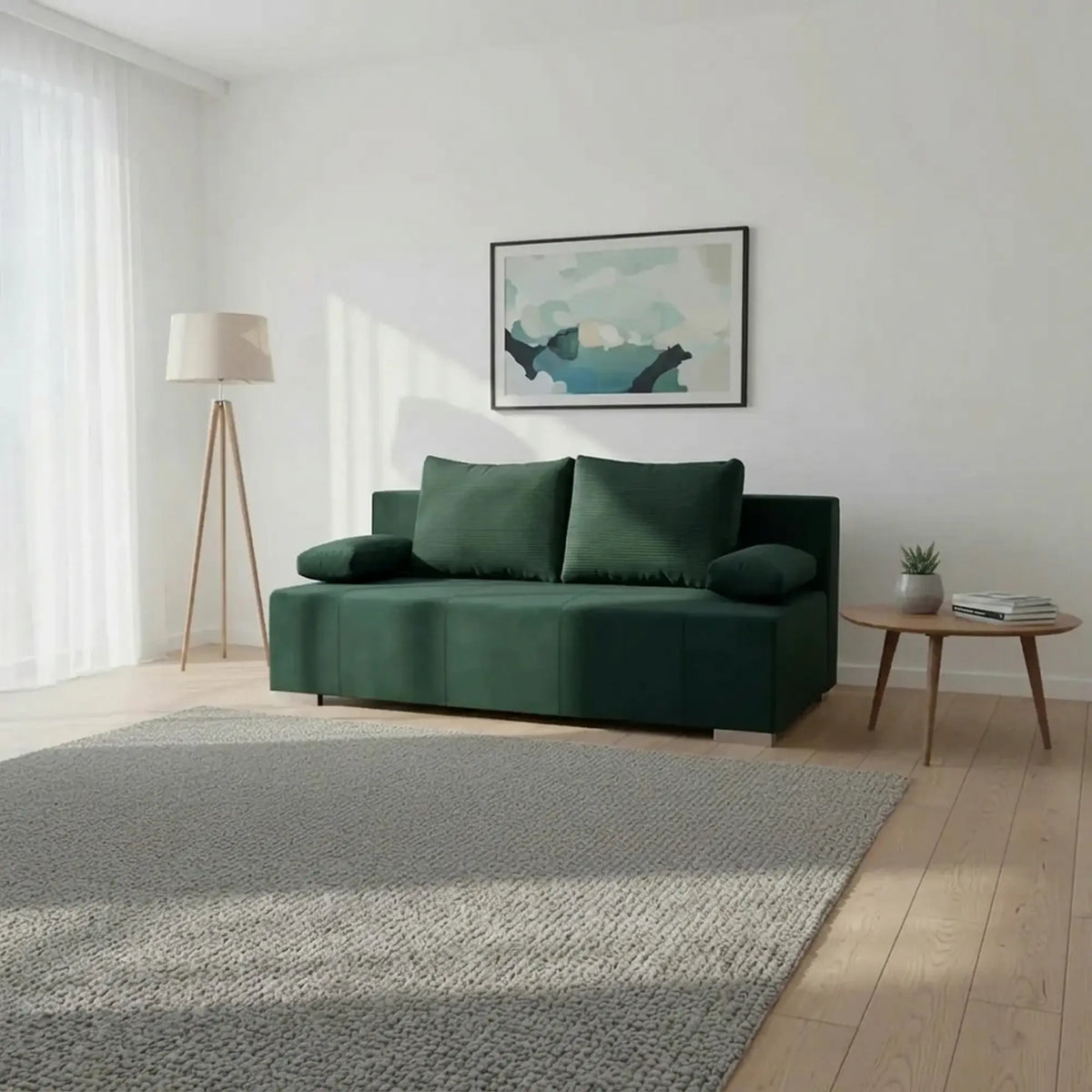 Canapea extensibila STREET IV, stofa catifelata verde - Trinity 28, 197x98x95 cm