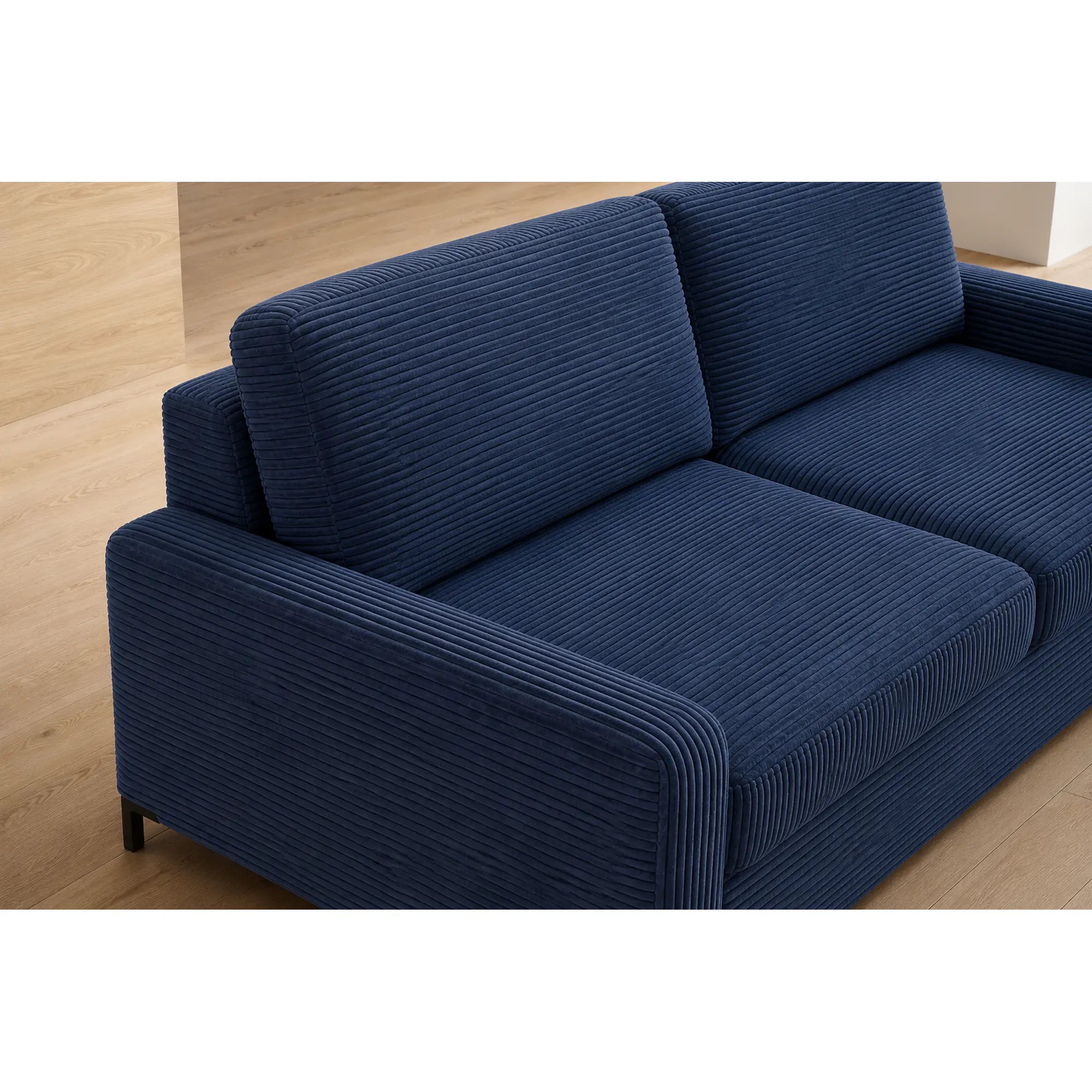 Canapea extensibila TINO 140, stofa catifelata albastru - Poso 05, 187x97x84 cm