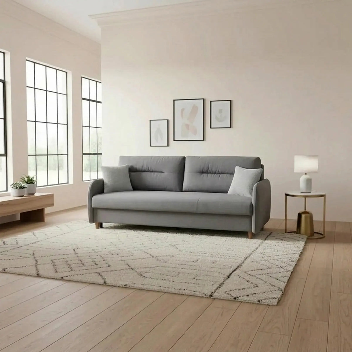 Canapea extensibila VERTO, stofa catifelata gri - Asti 23, 206x93x88 cm