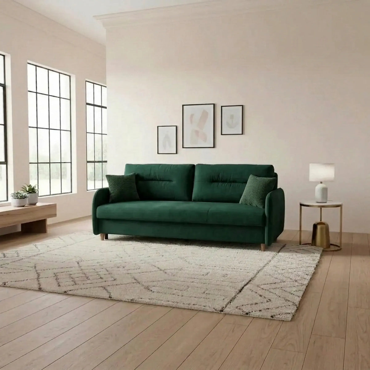 Canapea extensibila VERTO, stofa catifelata verde - Asti 31, 206x93x88 cm