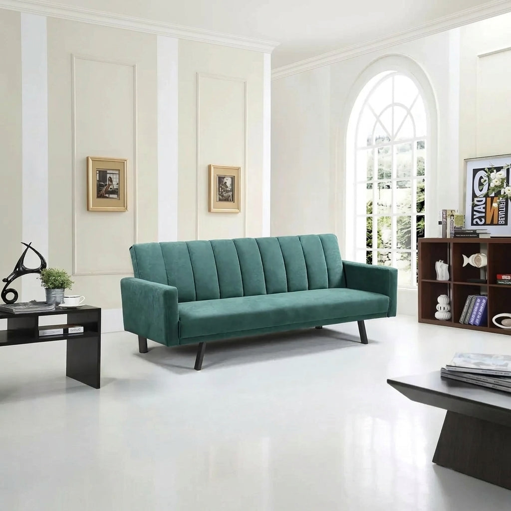 Canapea pentru birou ARMANDO, verde, stofa catifelata, 192x100x78 cm