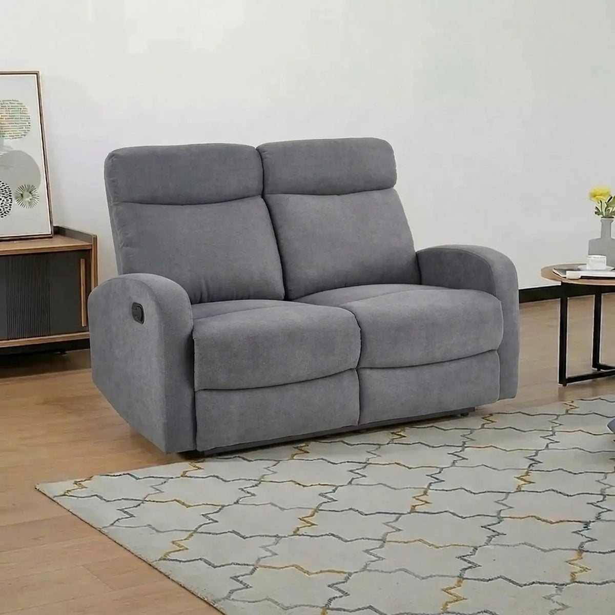 Canapea pliabila OSLO 2S, gri, stofa, 128x95/158x100 cm