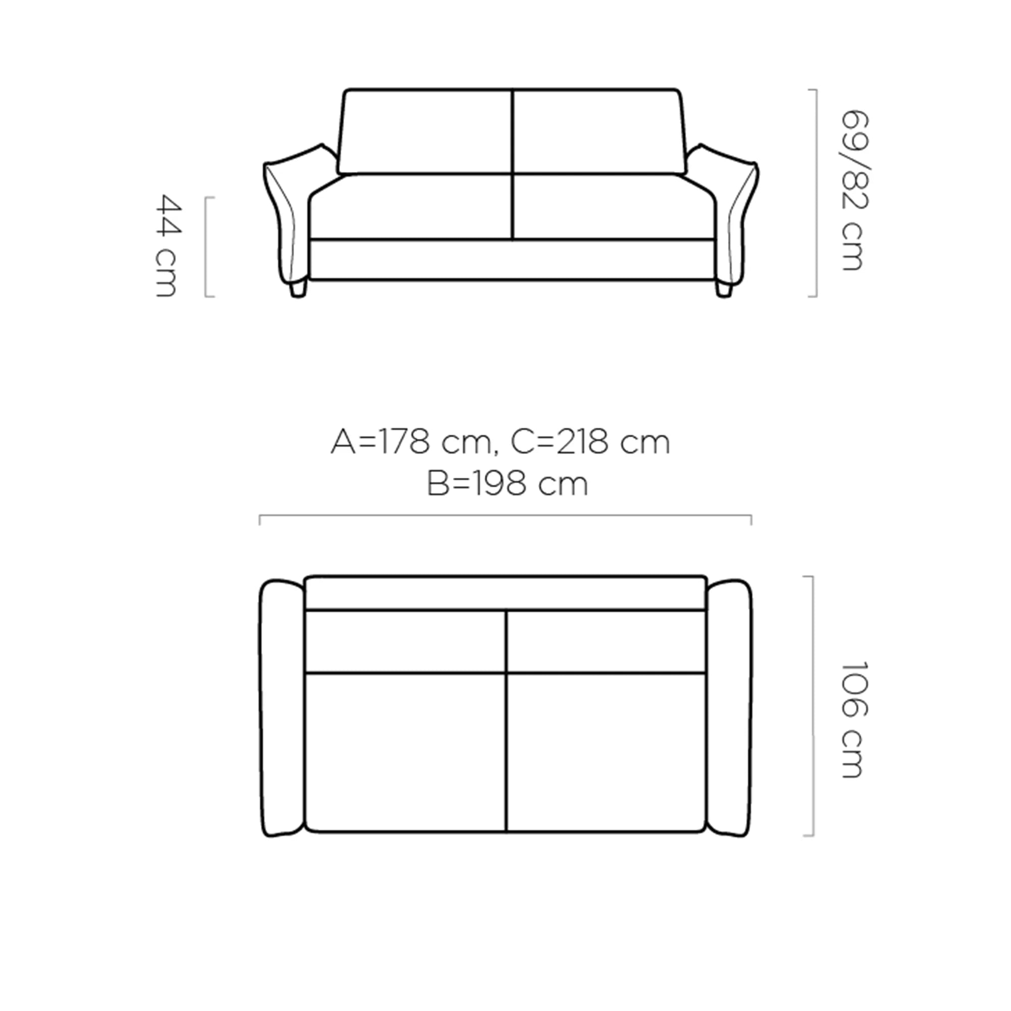 Canapea extensibila CANTO 160, stofa maro - Rosario 472, Gama Premium, 218x106x82 cm