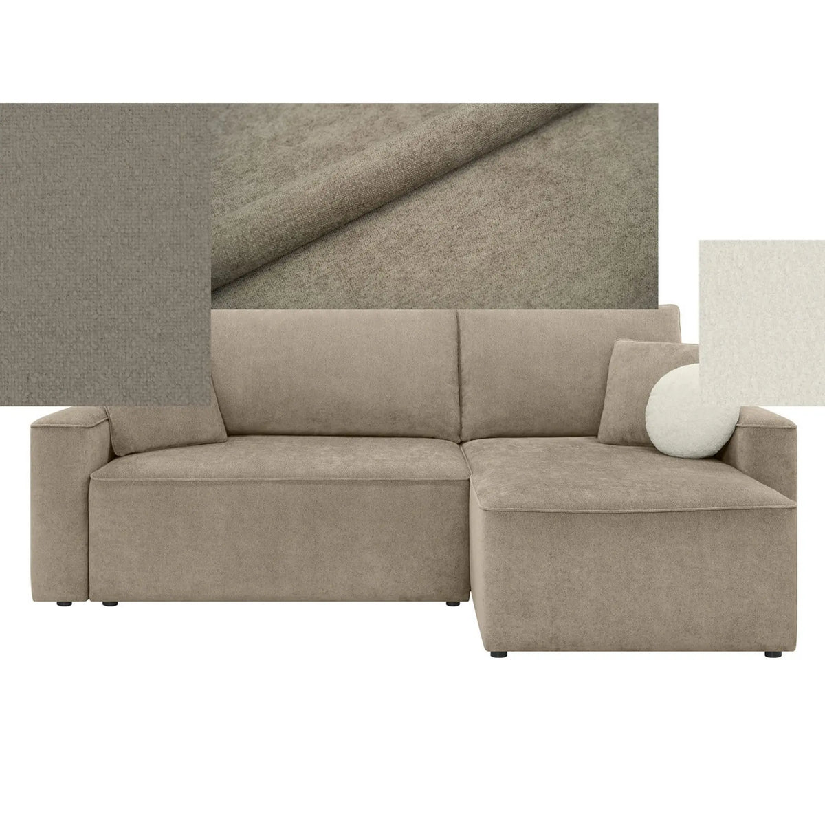 Colțar extensibil LORETTO, universal, stofă taupe, 259x158x100 cm