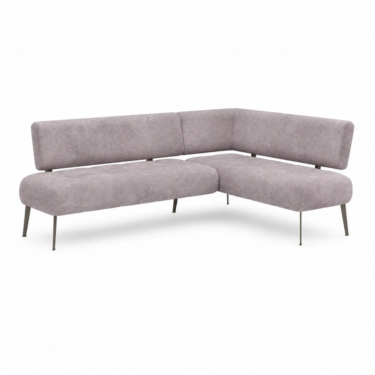 Coltar bucatarie MILO, sezlong dreapta, stofa catifelata bej - Whisper 3, 215X163X90 cm