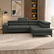 Coltar BAGGIO, personalizabil, cu reglaj electric, incarcator wireless, lada depozitare si tetiere reglabile, 280x196x100 cm