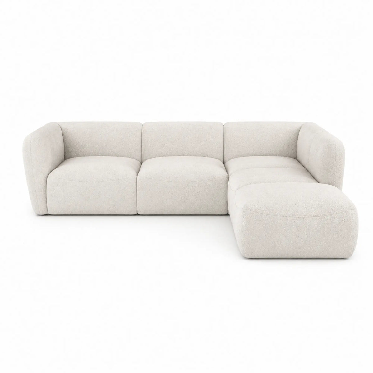 Coltar CANDELO L A, sezlong dreapta, stofa catifelata crem - Salvador 1, 280x218x75 cm