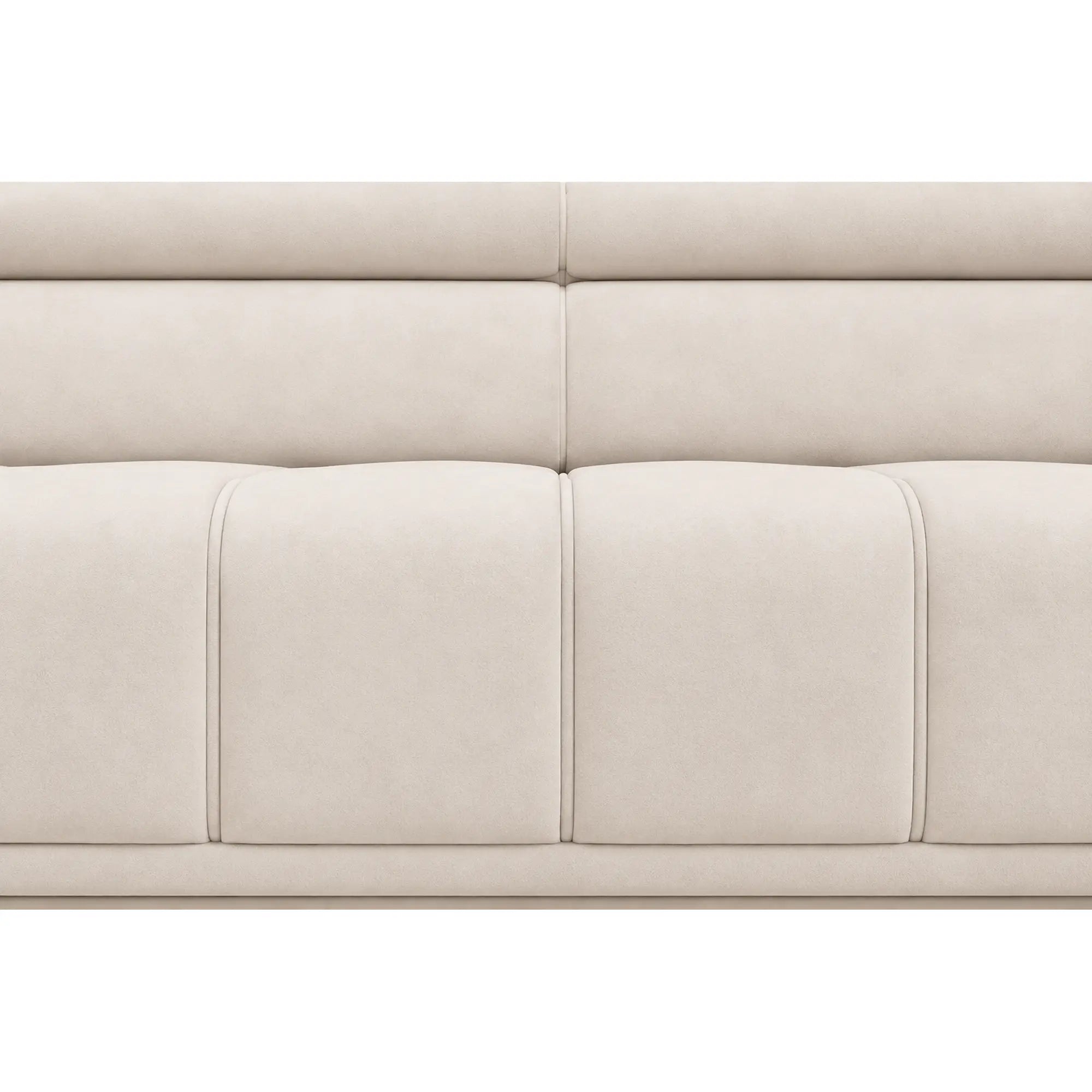 Coltar PALLADIO L, sezlong dreapta, stofa catifelata crem - Salvador 01, cu reglaj electric si tetiere reglabile, 320x220x99 cm