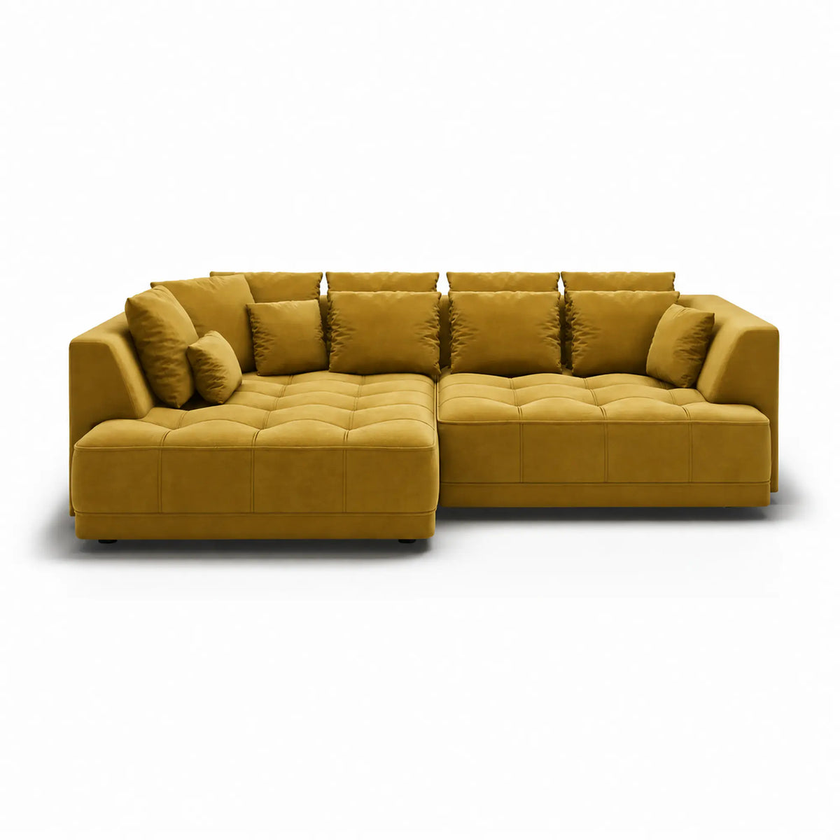Coltar TIGA, sezlong stanga, stofa catifelata galben - Riviera 41, cu reglaj electric, 286x207x77 cm